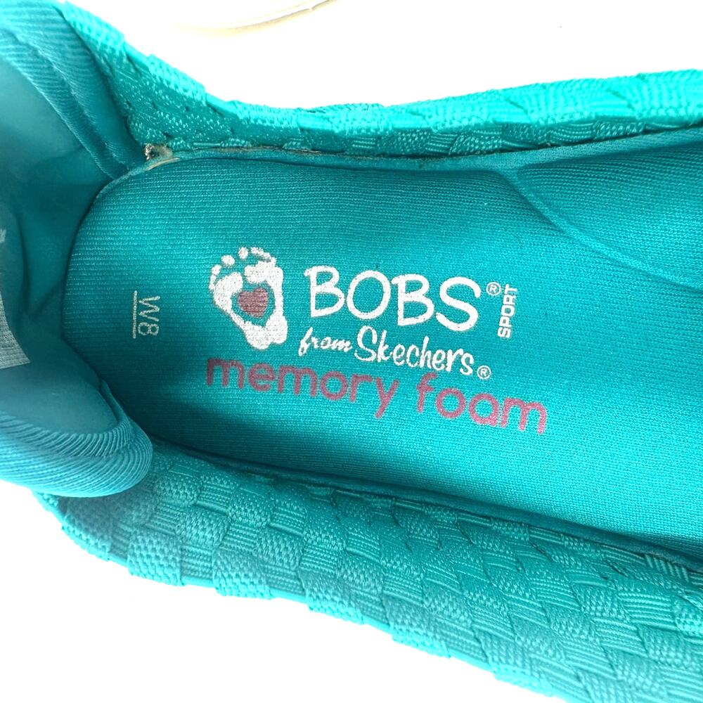 Bobs by Skechers Size 8 Flats Teal Blue Slip On Memory Foam Casual Everyday - Picture 6 of 8